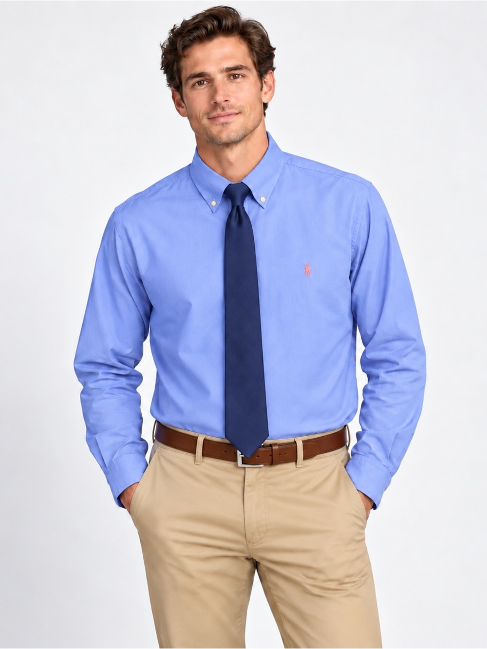 Ralph Lauren Button Down Shirt Men's X XL Classic Fit Blue Cotton LS Pony